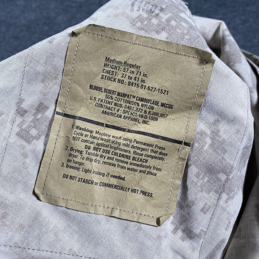 USMC MARPAT Desert Camo Combat Blouse Mens Size Medium Regular American Apparel - Picture 5 of 9